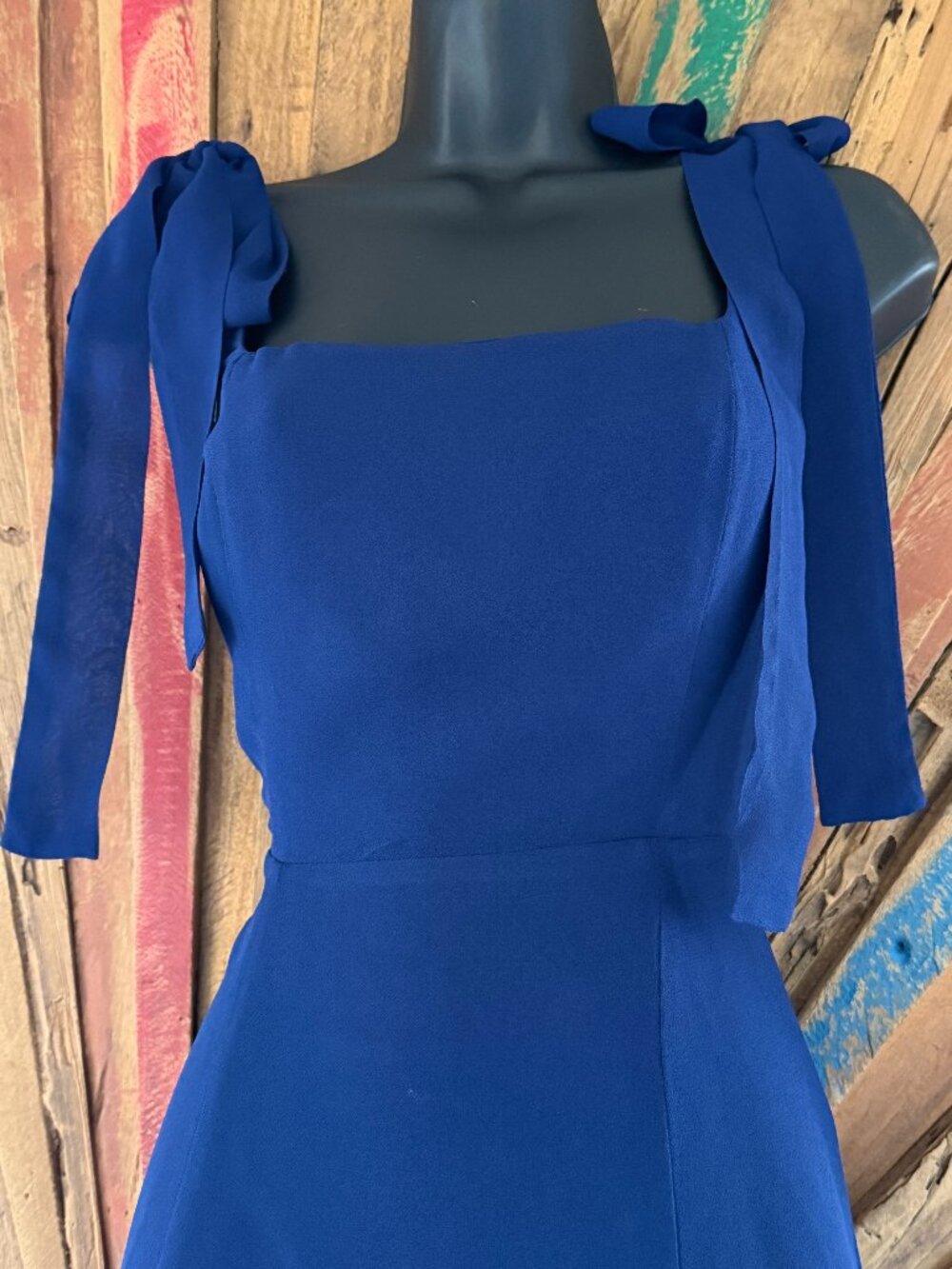 Reformation Twilight midi midnight blue shirred in Danube side slit Dress Sz 6 - Picture 9 of 12